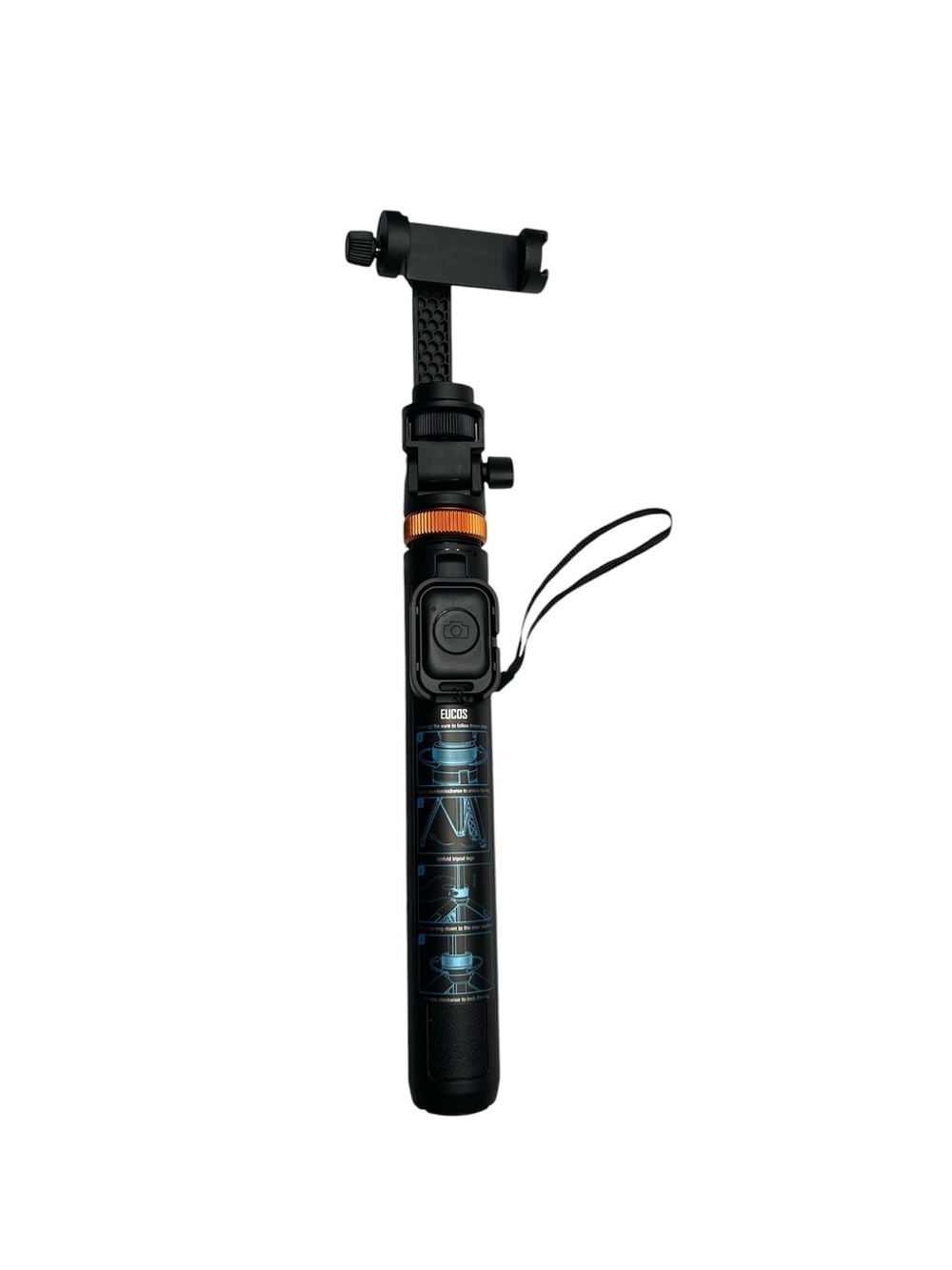 Eucos 62” Tripod Universal Black Selfie Stick with Bluetooth Remote